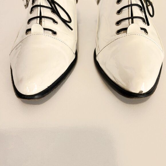 Tabitha Simmons White Patent Leather Pointed Toe Oxfords - Picture 9 of 9